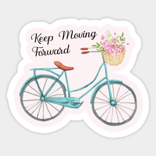 Classic Baby Blue Spring Bicycle Keep Moving Froward Quote Sticker